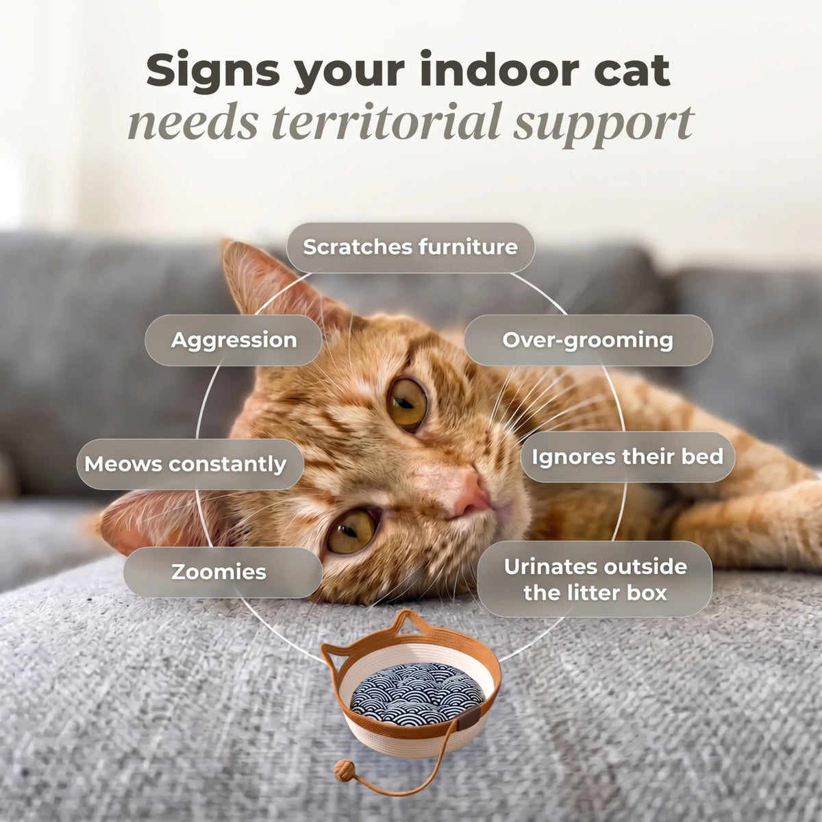 Nookla™ - Hand-woven natural fabric for your indoor cat