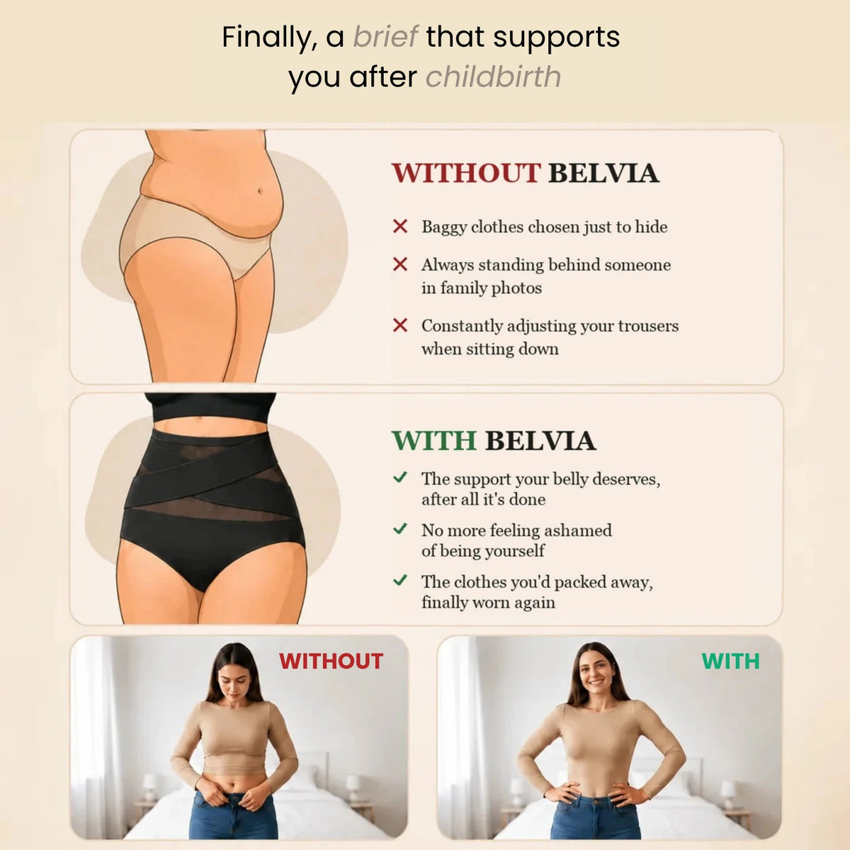 Belvia™ - Postnatal briefs with 360° compression